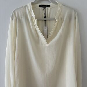 Rose & Olive Cream Chiffon Sheer Blouse Loose Fit Large L NEW